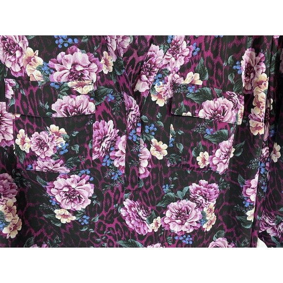 Torrid Harper Tunic Top 0 0X (Runs Big) Floral Boho Chiffon Roll Tab Sleeve 9895 - Picture 5 of 9